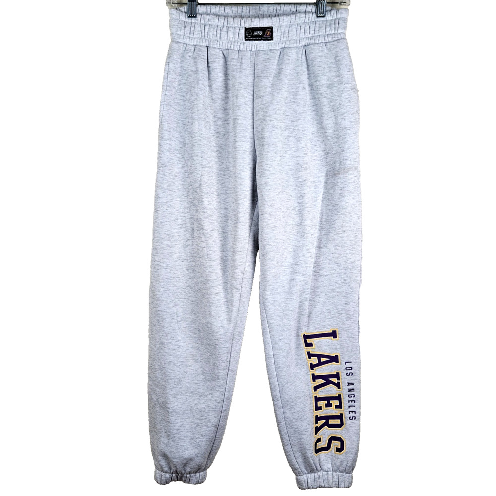 NBA LA Lakers Women’s Gray Jogger Sweatpants sz XS Logo Drawstring Basketball